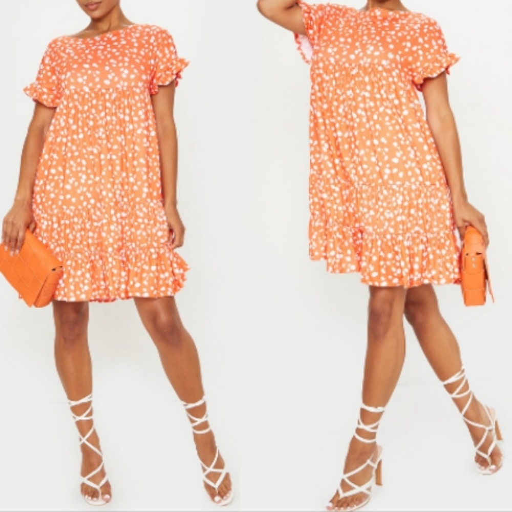 Frill Sleeve Smock Dress